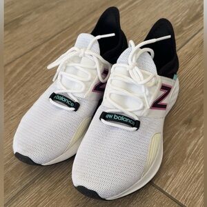 New Balance White Sneakers with Pink and Black Details